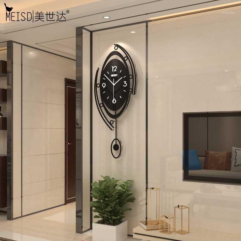 

MEISD Quality Clock Large Wall Clock Black Pendulum Room Decor Watch Quartz Hanging Horloge Metal Pointer On Sale Free Shipping1