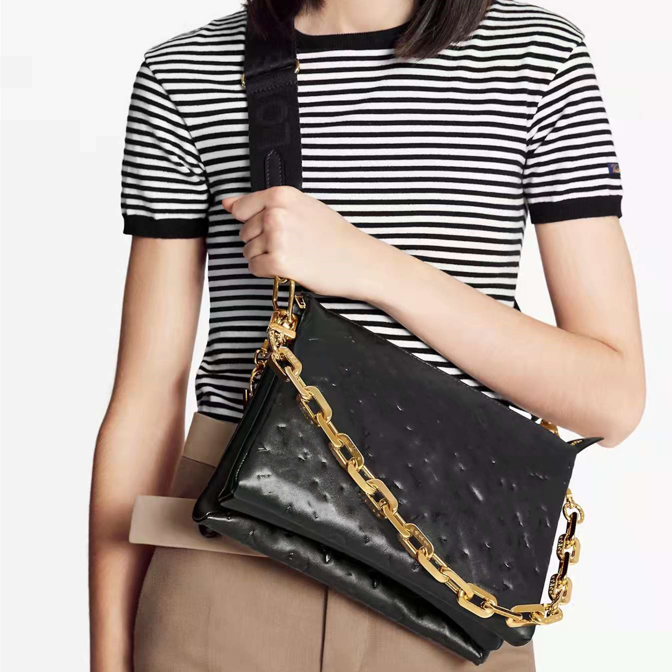 

Designers 2022 Luxurys Crossbody Chain Shoulder Bag Couss Handbags Fashion Forward Women Message Bags Top Quality Purse Wallet, Black