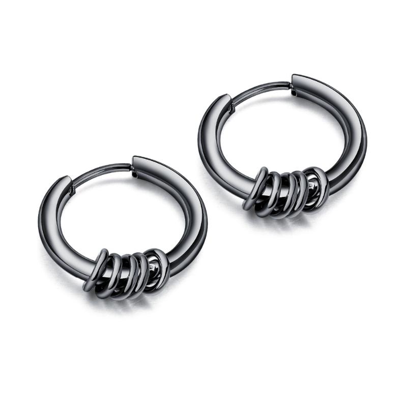 

Classic Round Stainless Steel Hoop Earring For Man Women steel/black Punk earring Jewelry Gift DropShipping