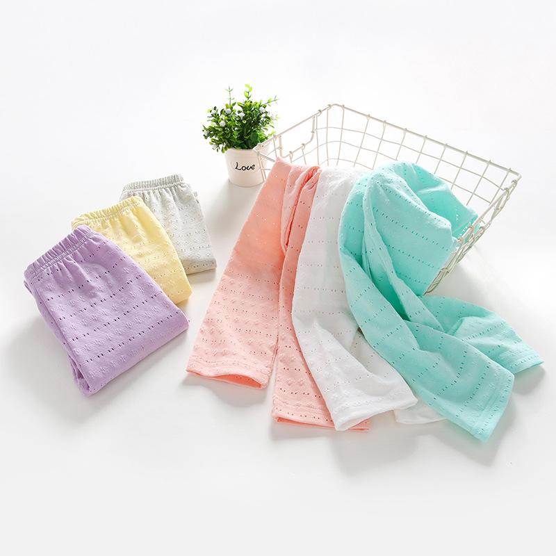 

2021 Plain Thin Summer Baby Girls Leggings Knit Blue Long Korean Pants 1 2 Years Old Infant Toddler Baby Clothes OKL194001, Sky blue