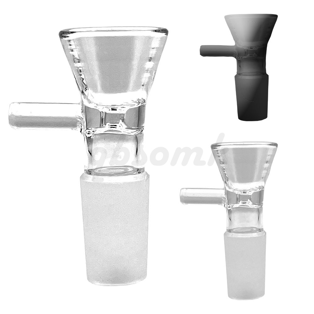 

QBsomk Smoking Glass Bow Tobacco And Herb Dry Bowl Slide For Glass Bong And Pipes 14mm 18mm Male Joint Bowl With Handle Sold