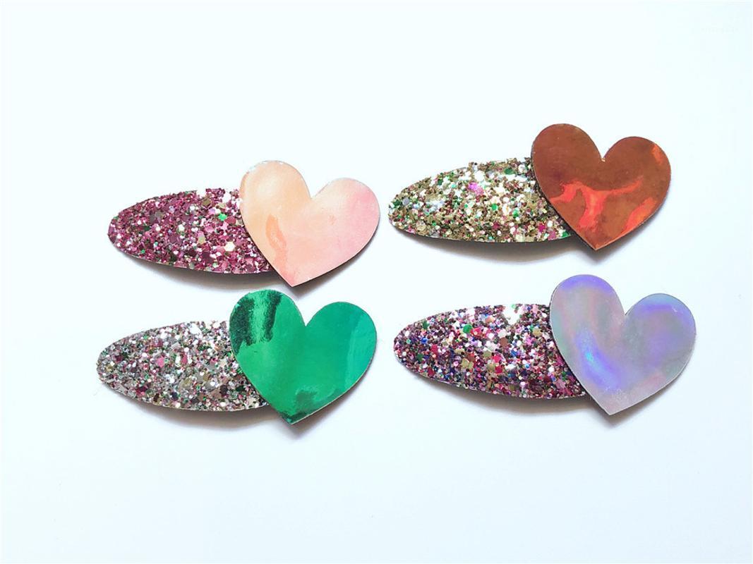 

12Pairs ins Fashion Cute Glossy Laser Heart Snap Clips Glitter Cartoon Barrettes Princess Headwear Boutique Hair Accessories1, Mix