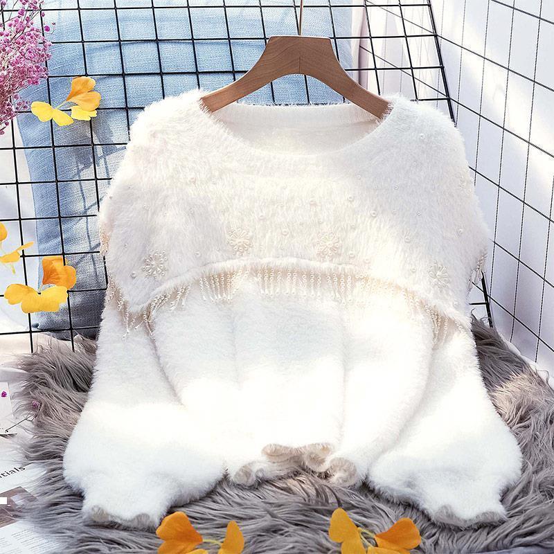 

New winter 2021 thickening heavy industry frizzy pullovers loose female sweater wool y521 EIAS, Qianfen