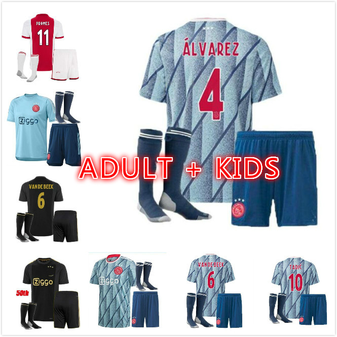

20 21 AJAX FC soccer jersey DE JONG TADIC NERES DE LIGT ZIYECH VAN BEEK NERES Adult and kids 2020 2021 football jersey, Black;yellow