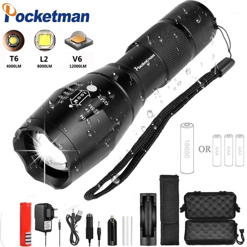 

Free ship 8000LM Led Torch Zoomable Bicycle Light Ultra lanterna chargeable Camping lights use 1*18650 battery1