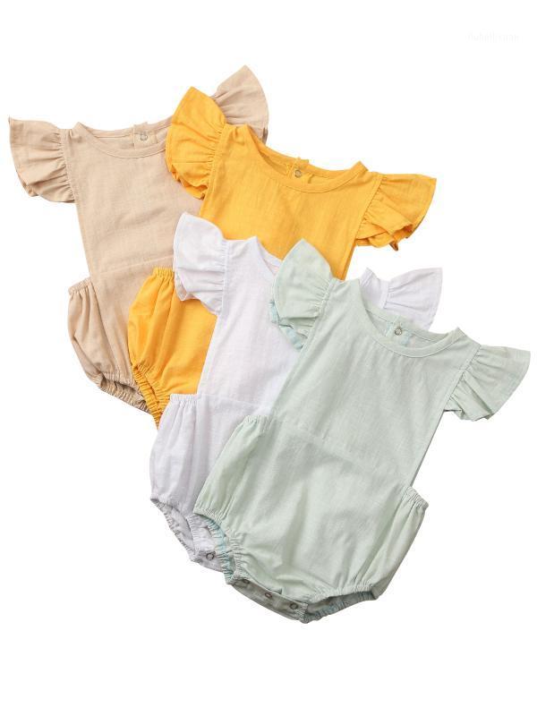 

New Summer Infant Kids Ruffles Bodysuits Baby Girl Solid Romper Jumpsuit Outfit Playsuit Clothes1