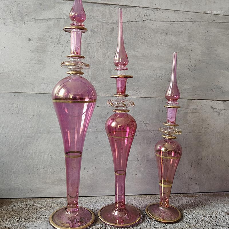 

3 pieces different size body fragrance cologne refillable beautiful design blown glass bottles decorative vanity home decor1