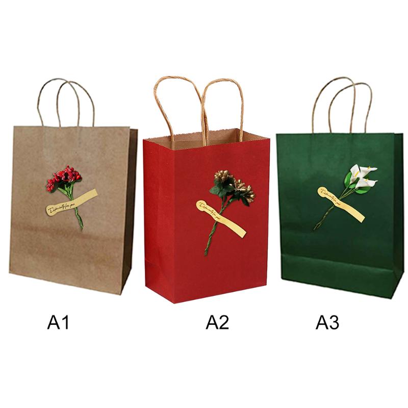 

4 Pcs Wedding Candy Packaging Recyclable Jewelry Bread Party Bags Kraft Paper Gift Bags Christmas Candy Box Bag