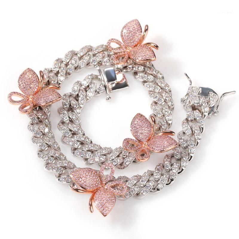 

Chains Iced Out Cuban Chain Bling Butterfly Necklace For Men Women Fashion Cubic Zirconia Hip Hop Jewelry Gifts1