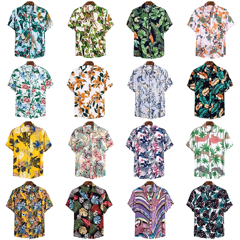 

2021 New Brand Men's Casual Summer Travel Beach Surfing Short-sleeved Shirt Stitching Pattern Hawaiian Style 04xd, 21tc-cs127