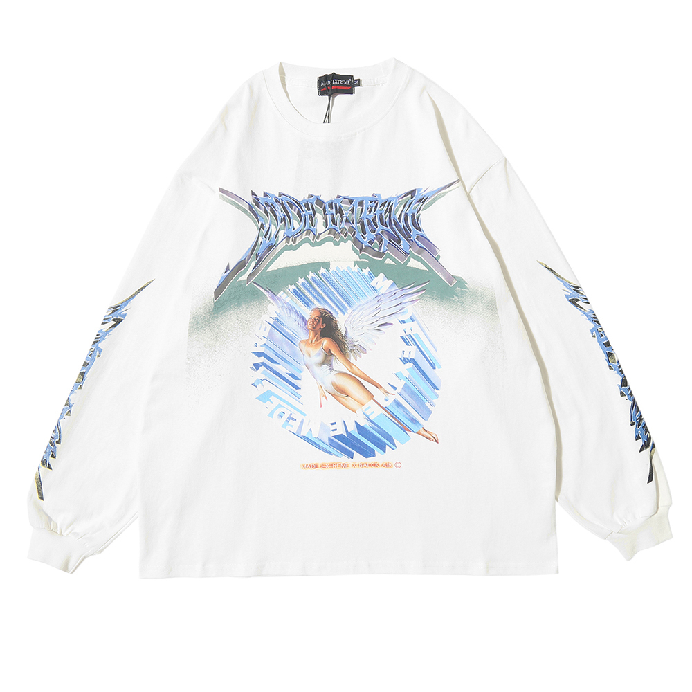 

Distress Men Long Sleeve Angel Graphic T Shirt Oversized Tees Men Hip Hop Streetwear 2020 Trending Products Mens Clothing Tops LJ200827, Grey