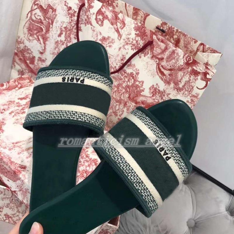 

fashion Paris Womens Summer Sandals Beach Slides Slipper Ladies Flip Flops Girls Striped Embroidered Floral Slippers Seaside Flat, Black;red