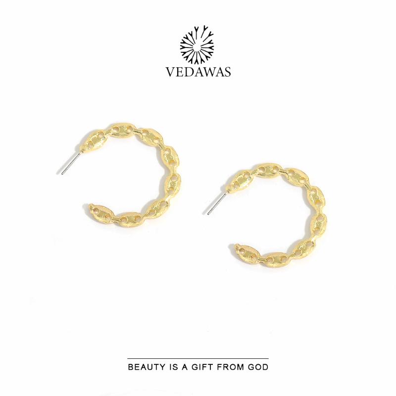 

Hoop & Huggie Vedawas Geometric Round S925 Needle Earrings For Women 2021 Classic Gold Color Modern Large Unusual Year Gifts