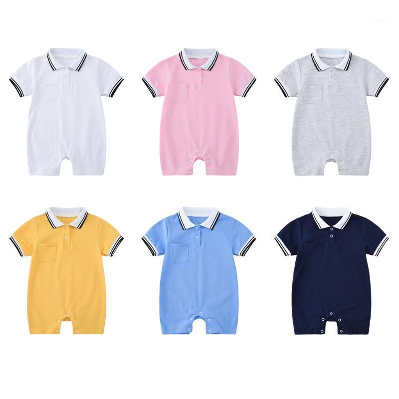 

Baby Summer Short Sleeve Turndown Collar Boy Romper Newborn Baby Casual One Piece Overalls Kids Clothes1, Blue