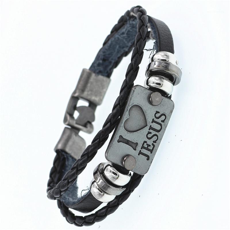 

Retro I LOVE JESUS Leather Bracelets Fashion Jewelry Leather Bracelet Men Wristband Bracelets For Women Best Gift Pulsera1