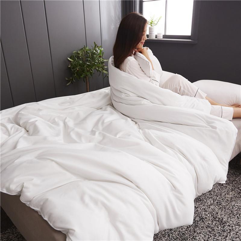 

Chinese 100% Mulberry Silk Quilt Solid Color Insert Filling Handmade Four Seasons Silk Comforter Blankets Cotton Duvet Winter, White