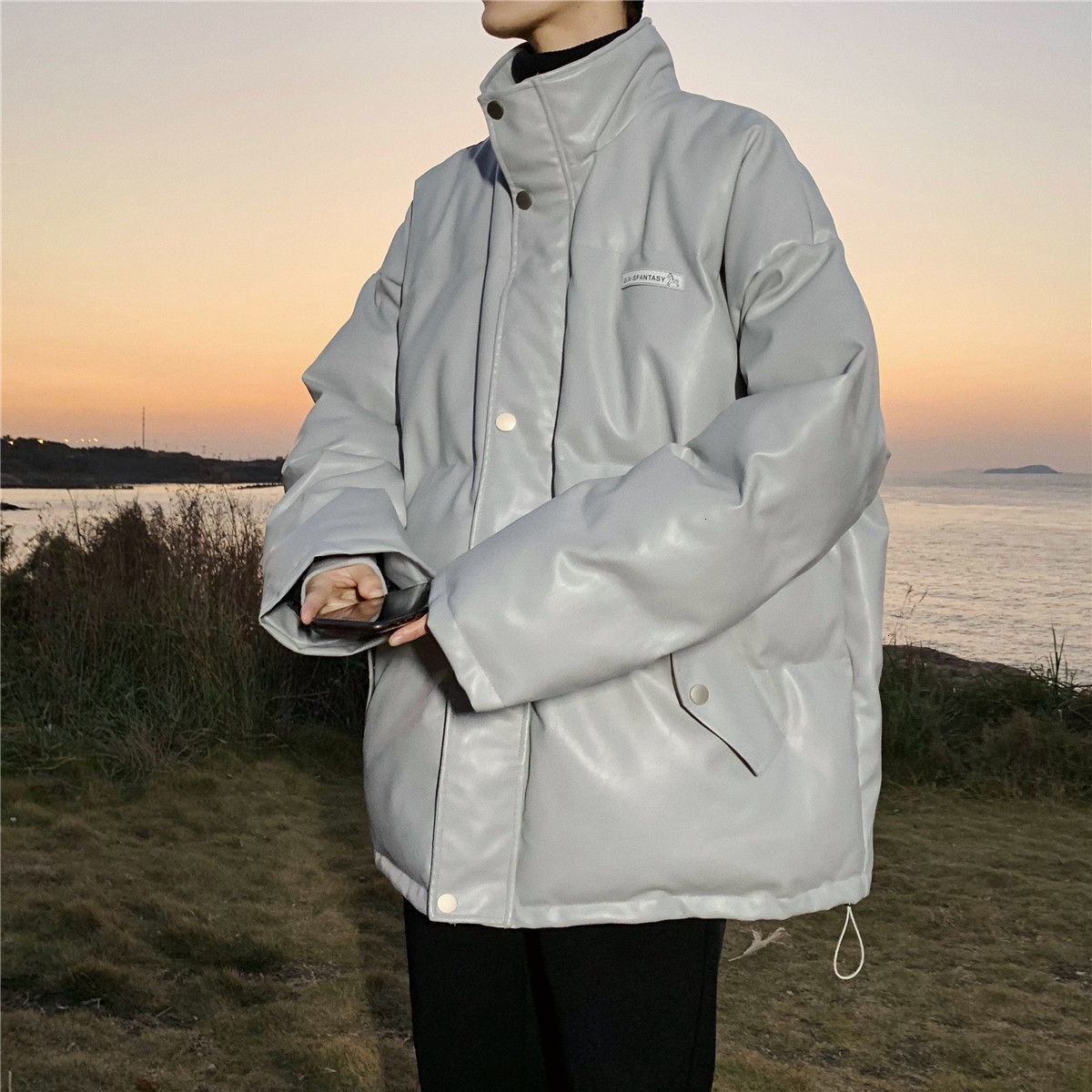 

Cotton Man-quilted 2021 Clothes Autumn New Bright Face Plus Cotton-quilted Clothing Male Youth HZSY, Black