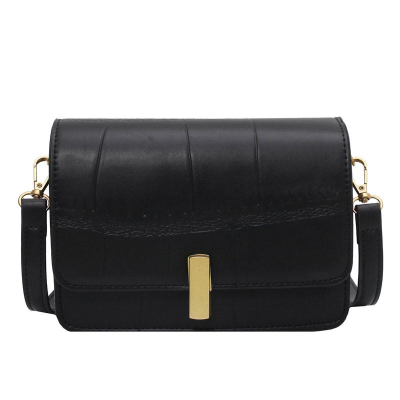 

Fashion Shoulder Bag Black Women Crossbody Bags Small Female Square Bag PU Leather With Stone Pattern Popular Solid Color