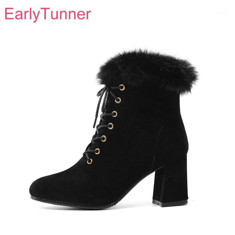 

Hot Winter New Warm Black Brown Women Ankle Furry Boots Fashion High Heels Lady Shoes EA119 Plus Big Small Size 10 30 43 461, Green