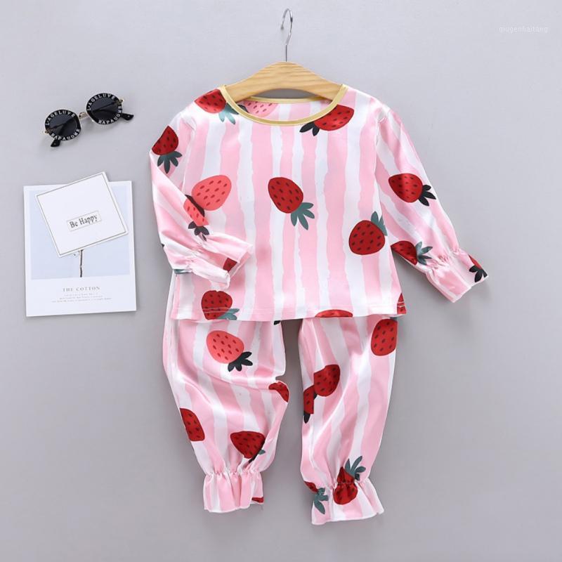 

New Spring Autumn Baby Pajama Sets Kids Girls Boys Clothes Print Sleepwear Set Long Sleeve Blouse Tops+Pants Pajamas1, Dl