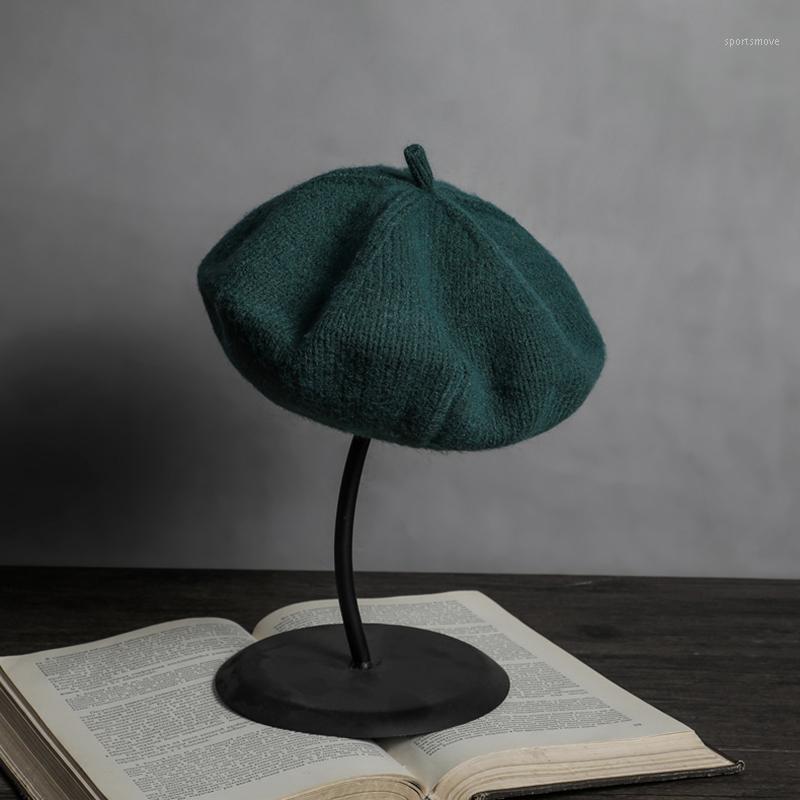 

Umapouna Women's autumn and winter soft cashmere beret knitted woolen hat1, Green