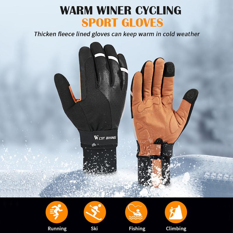 

BIKING Cycling Gloves Touch Screen Riding Bicycle Winter Plush Warm Full Finger Motorcycle Bike Outdoor Sport Fitness Gloves, Black