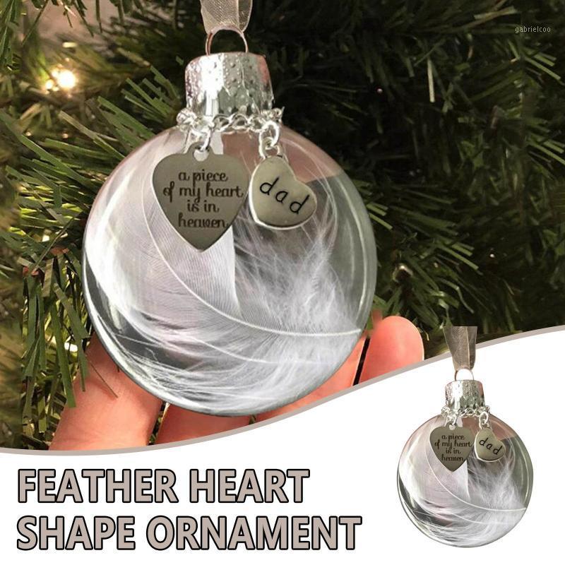 

2021 New Design Memorial Gift 1pc Feather Heart Shape Dad And Mother Memorial Pendant Ornaments Heave Ornament Gifts1