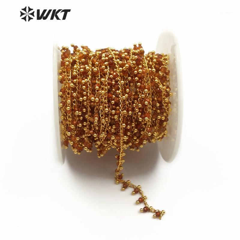 

WT-RBC090 Handmade High Quality Rosary Beads Chain Natural Brown Aga te Round Shape Gems For Women Dainty Jewelry Accessories1