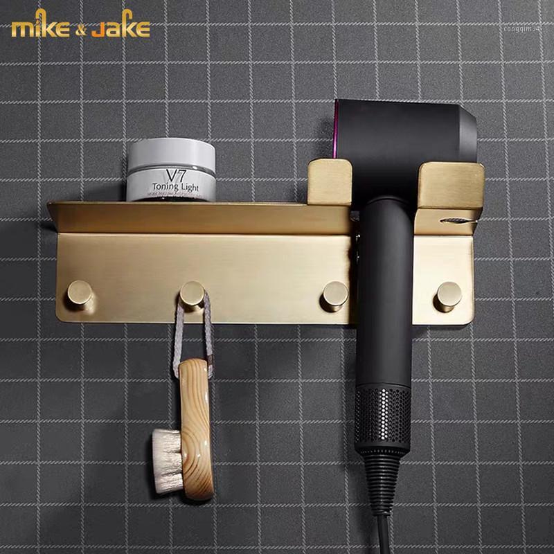 

Gold luxury hair dryer shelf with hook gold brush bathroom shelf wall holder multifunctional bathroom hair dry holder1