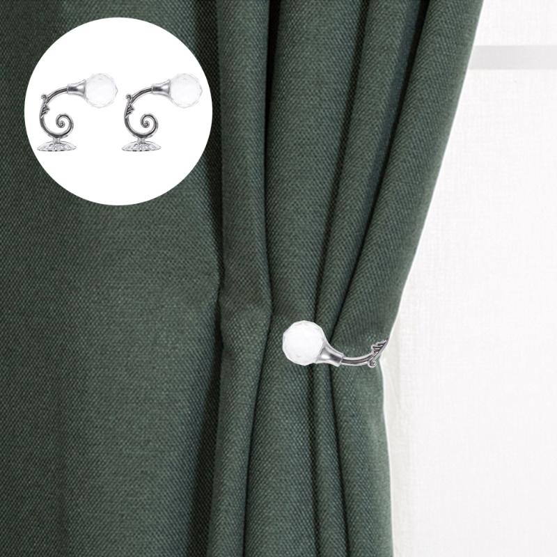 

1 Pair Home Crystal Curtain Drapery Tiebacks Door Wall Curtain Alloy Hooks