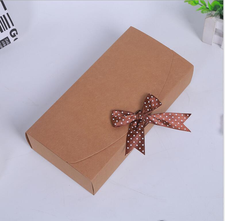 

3 sizes Large cardboard Gift box+ribbon packaging paper craft box wedding, Kraft Rectangle gift paper box packing for1