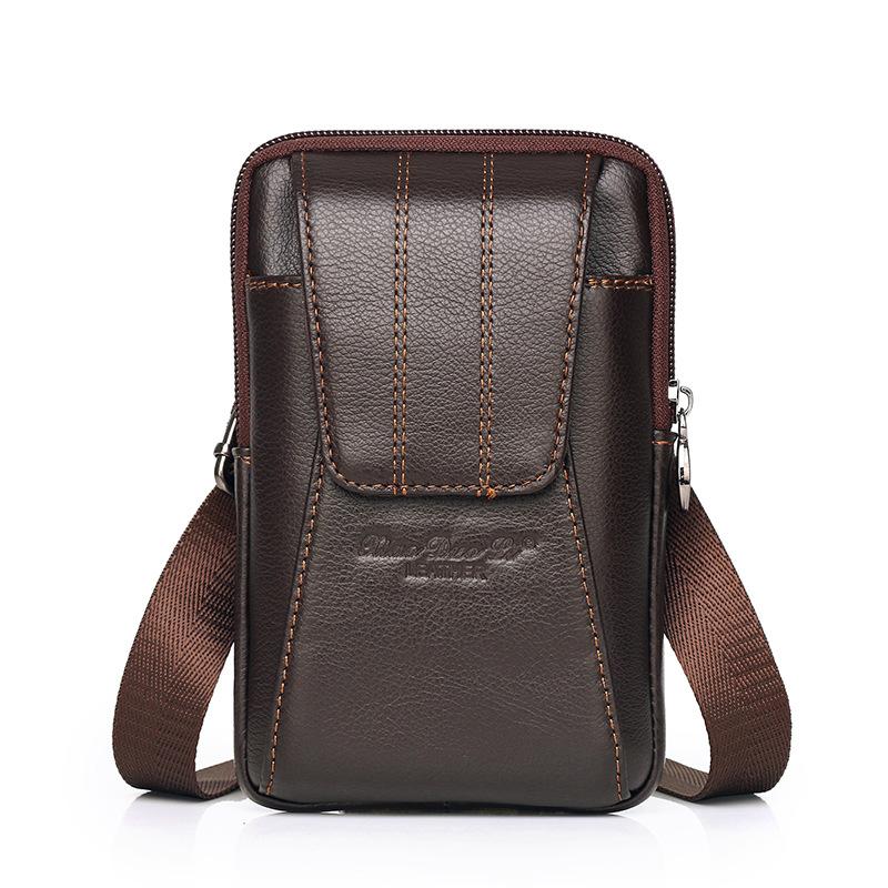 

New 6 inch Mini Bag Unisex Small Messenger Bag Genuine Leather Mobile Phone Luxury Handbags Men Bags Designer Shoulder, Style 1 black