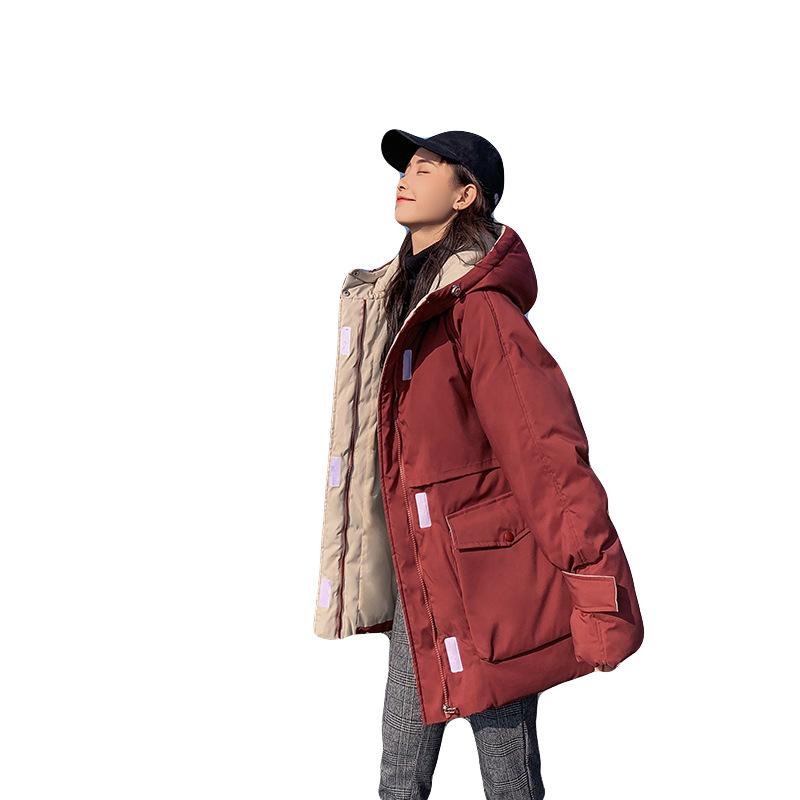

Casual Warm Fashion Woman Long Winter Parka Loose Female Padded Coat Jacket Pockets Parkas Mujer Invierno 2020, Black