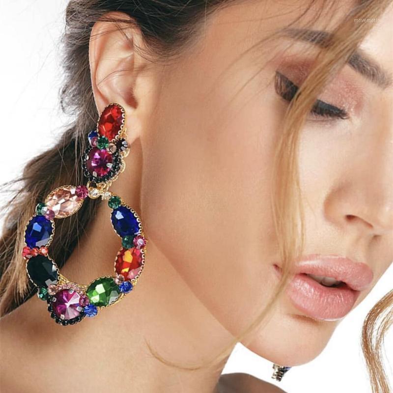 

New Boutique Fashion Women Glass Crystal Big Water Drop Dangle Earrings Jewelry Trendy Lady's Statement Earrings Accessories1
