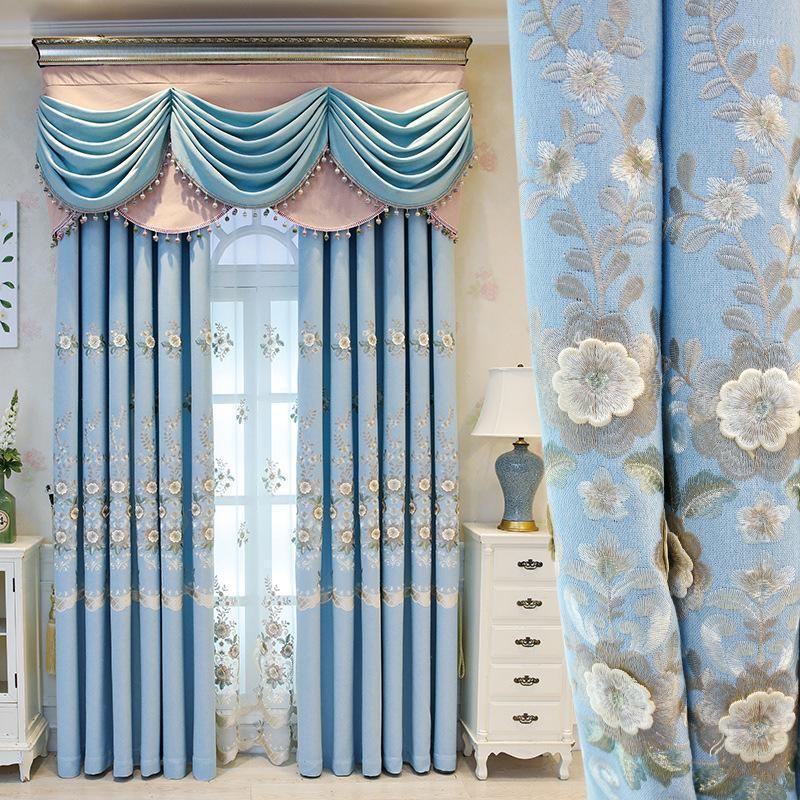 

Simple Jacquard Fabric Love Embroidery Blackout Curtain European Tulle Curtains Bedroom Living Room Bay Window Home Decor M038-41, Color 01 tulle