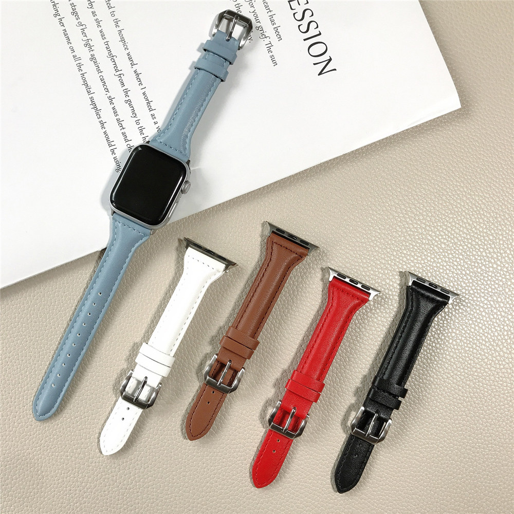 

For apple watch band 42/44mm 38/40mm Real leather slimming wire strap for iwatch 1 / 2 / 3 / 4