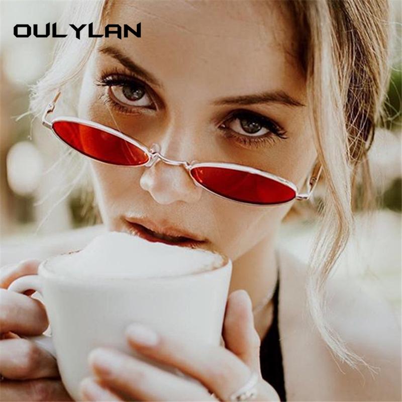

Sunglasses Oulylan Small Oval Women Men Brand Designer Vintage Red Sun Glasses Shades Retro Metal Transparent Eyewear UV400