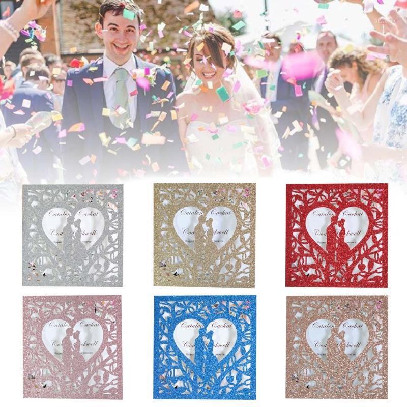 

20pcs/set Wedding Invitations Cards Glitter Hollow Greeting Card Invite Envelope 11UA1