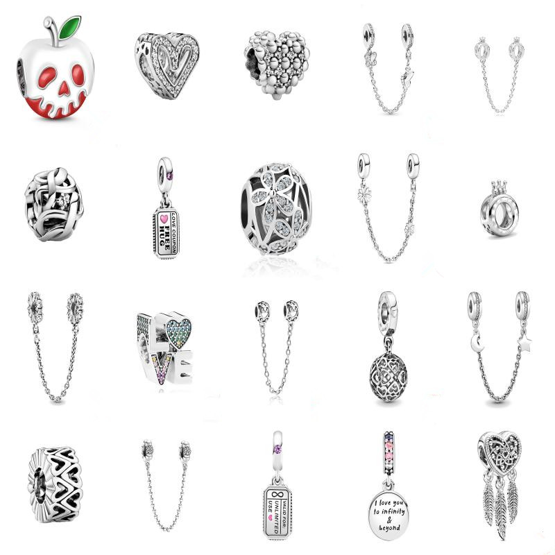 

Fit Pandora Charms Bracelet 925 Sterling Silver Infinity Hearts & Stars Love Couple Bead DIY Jewelry Making Berloque