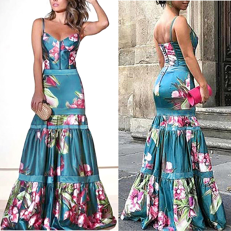 

Summer Dress Ladies 2020 African Women V-neck Sexy Dress Floral Print Ankara Dresses Boubou Woman Dashiki Bazin Boho Clothing, Black;gray