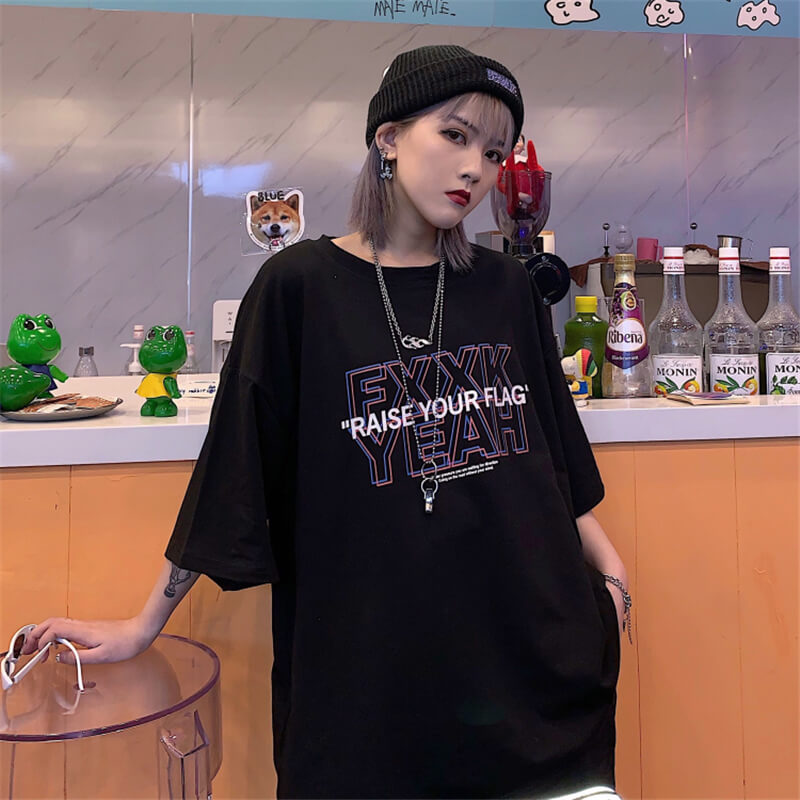 

New girl Commes Des Garcons punk style letter LOGO women's T-shirt, loose casual hip-hop high street style men's and women's T-shirt, White