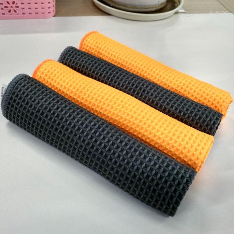 

Car Sponge Wash Towel Glass Cleaning Water Drying Microfiber Window Clean Wipe Auto Detailing Waffle Weave For Kitchen Bath 40*40cm