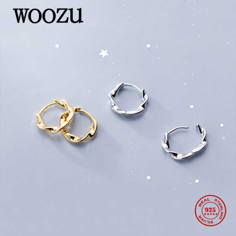 

WOOZU Real 925 Sterling Silver Simple Twisted Rope Round Hoop Earrings For Women Korean Wedding Romantic Ear Buckle Jewelry Gift