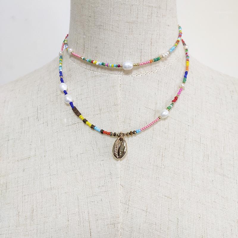 

Fashion Bohemia Baroque Pearl Choker Necklace for Women Rainbow Handmade Beaded Genuine Pearl Necklace Statement Wedding Jewelry1