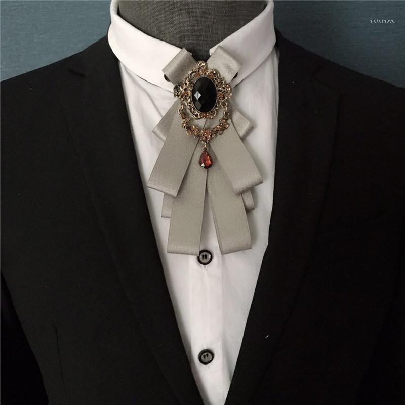

British Women Shirt Ribbon Bow Tie Cravat Personality Men Wedding Business Suit Party Alloy Crystal Necktie Rhinestone Bowtie1