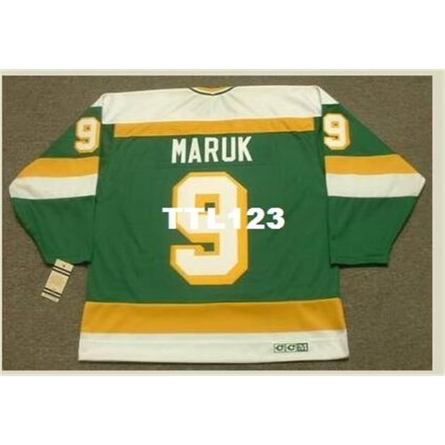 

740 #9 DENNIS MARUK Minnesota North Stars 1983 CCM Vintage Hockey Jersey or custom any name or number retro Jersey, Green