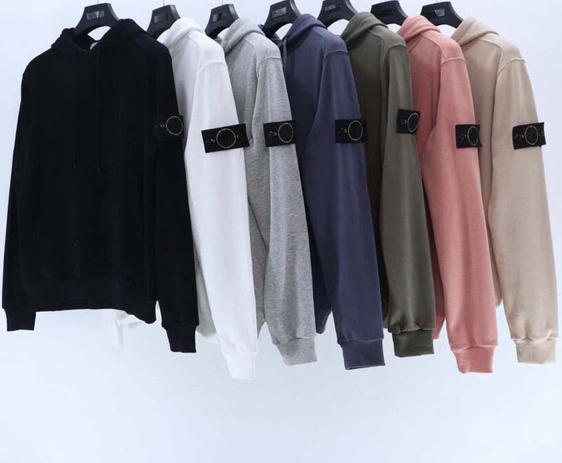 

Mens Hoodies Sweatshirts High Quality Jumpers Island Fashion Letter Embroidery Stone Long Sleeve Pullover Man Active Clothing M-2XL Black