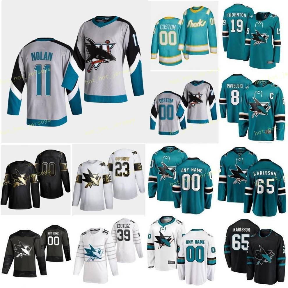 

Custom San Jose Sharks Ferraro Mario 38 Gambrell Dylan 7 Handemark Fredrik 37 Hertl Tomas 48 Jones Martin 31 Men Women Youth Stitched, Black;red