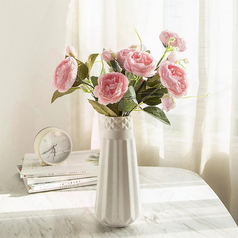 

Flores Artificiales Para Decoracion Flowers 5 Big Heads 4 Small Home Decoration Large Artificial Peonies Centerpiece Decorative1, Red