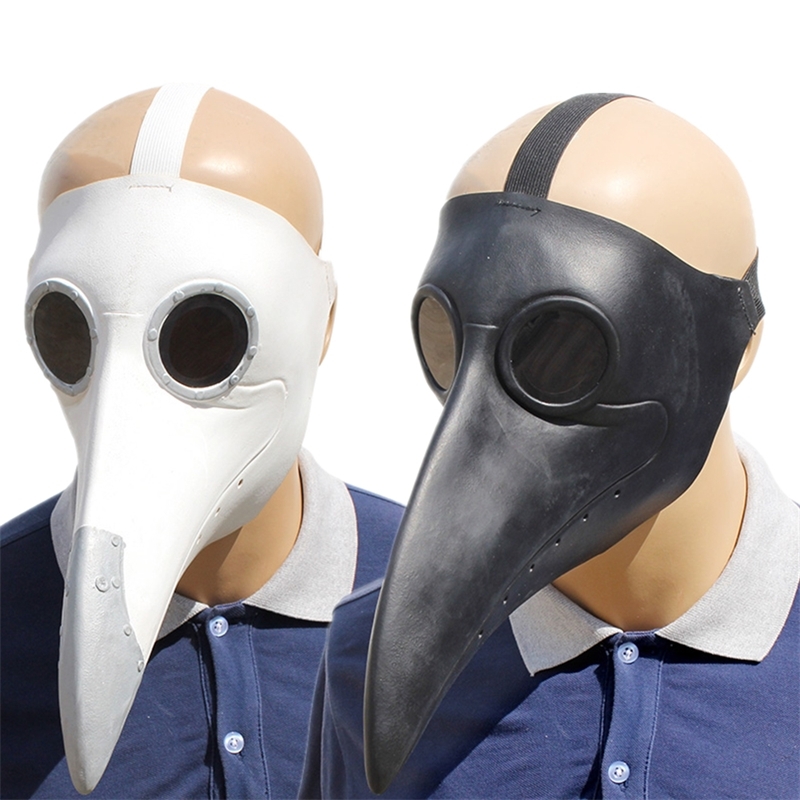 

Plague Doctor Cosplay Costumes Steampunk Bird Mask Costume Fancy Dress Latex Masks Halloween Party T200410